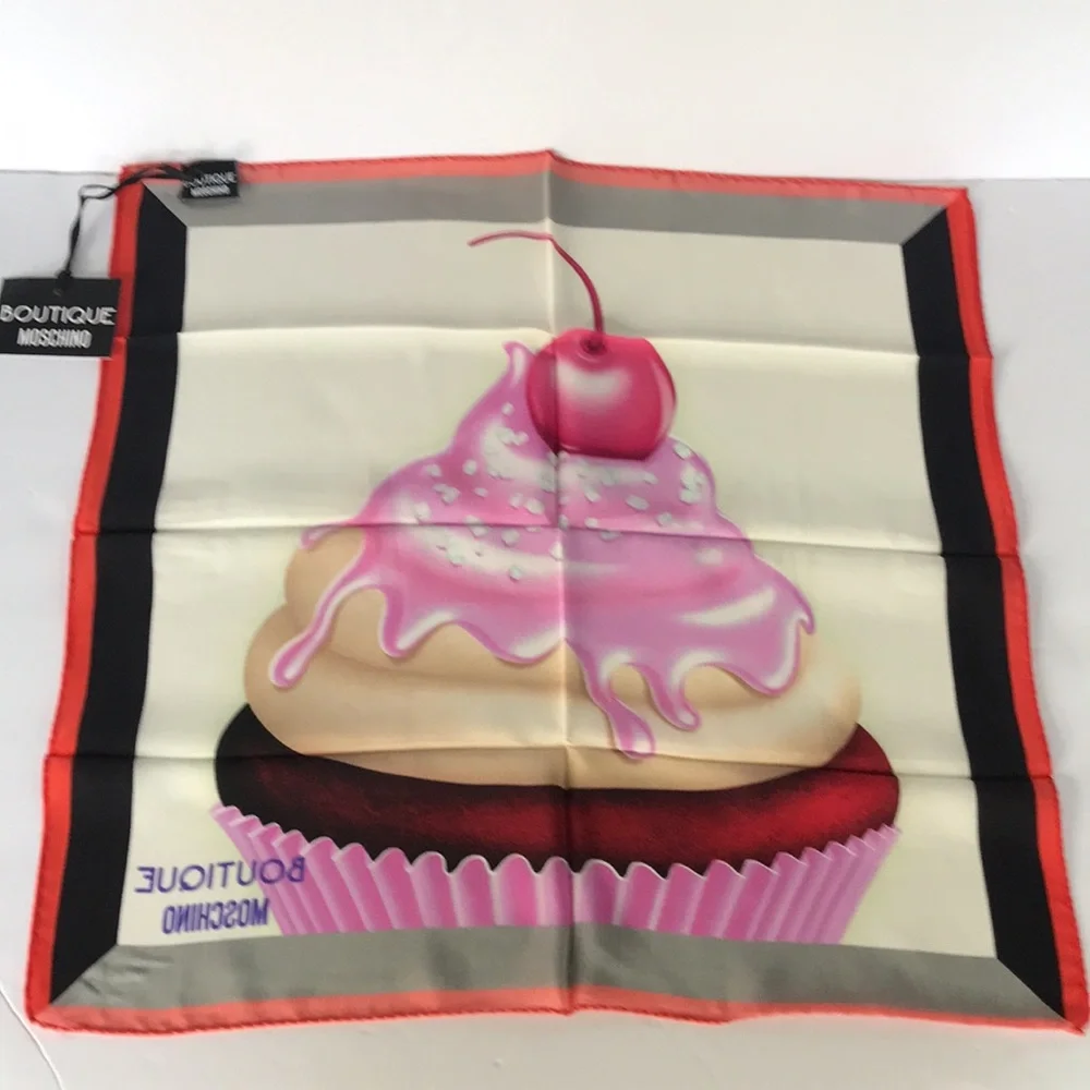 Boutique Moschino Cupcake Scarf 100% Silk Made in Italy NWT
